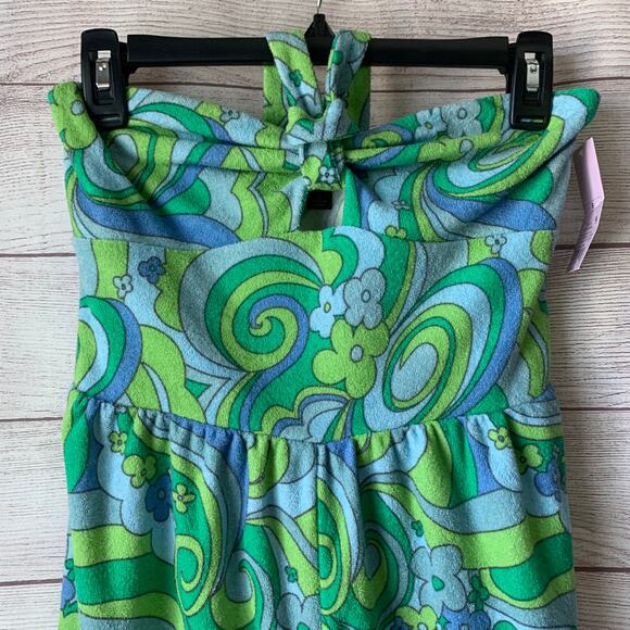 Wild Fable Terry Cloth Romper Floral Short Outfit Bow Front Keyhole Halter Tie S - Picture 2 of 12